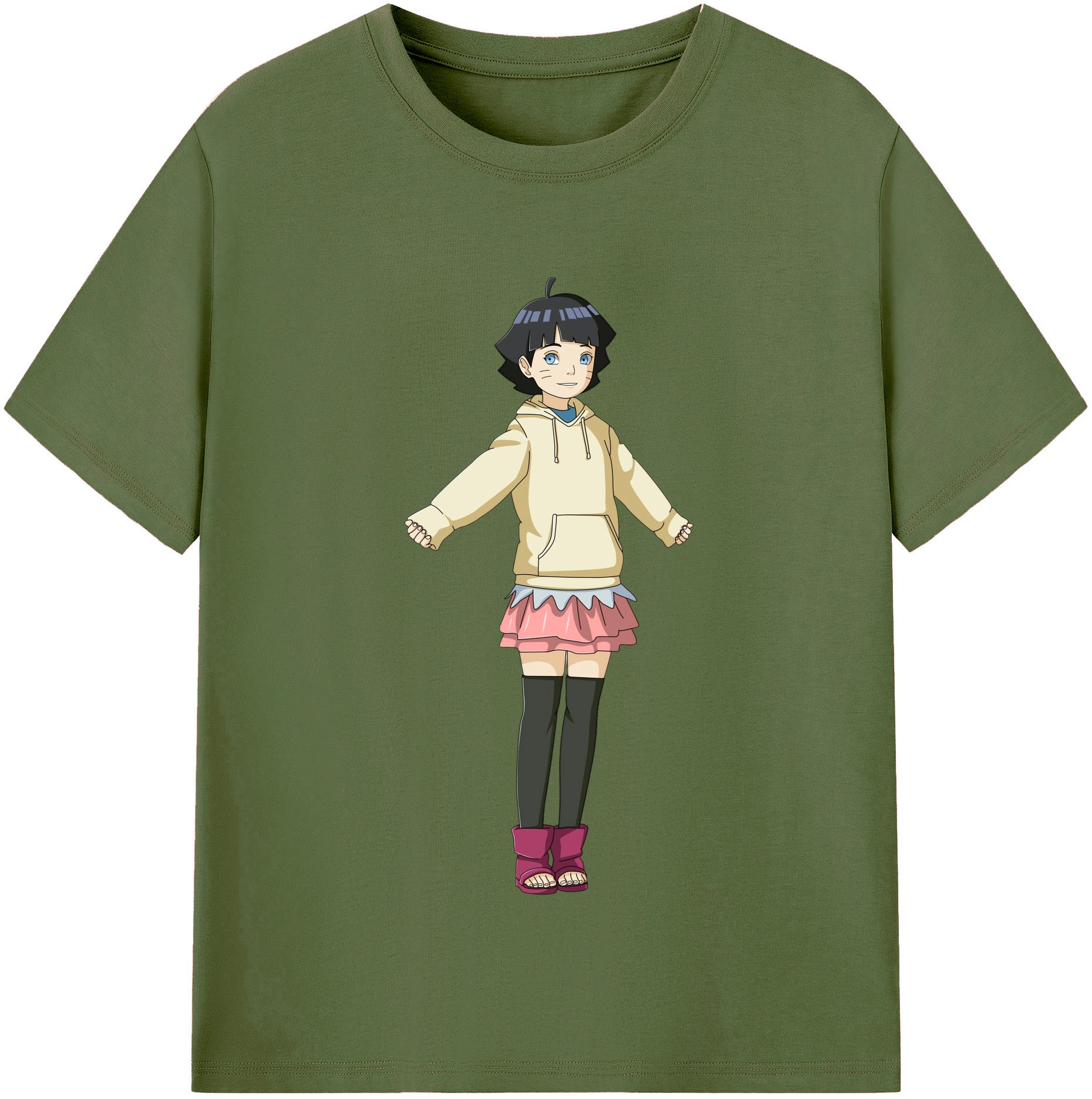 （画像用） NARUTO -ナルト- うずまき ヒマワリ Uzumaki Himawari 綿100％半袖Tシャツ（フロントプリント）
